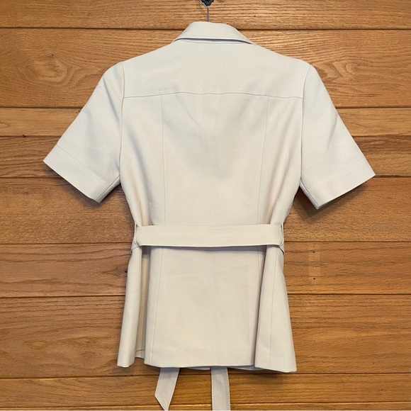 Vintage 70s Bonartt tan cream short sleeve button front belted top - Picture 5 of 7